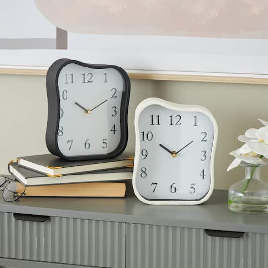 Black & White Metal Textured Decorative Clock Set